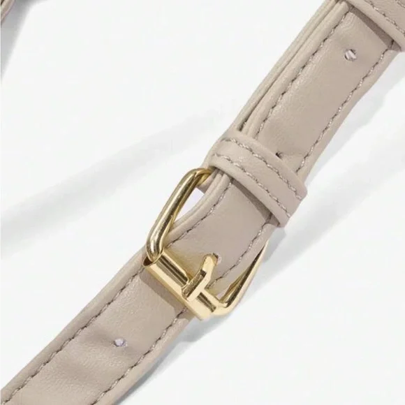 Quilted Leather Backpack Taupe Gold Chain Strap Zip Pocket Chic Bag - Picture 7 of 8